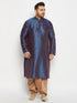 Vastramay Men's Plus Size Navy Blue Zari Weaved Kurta Dhoti Set
